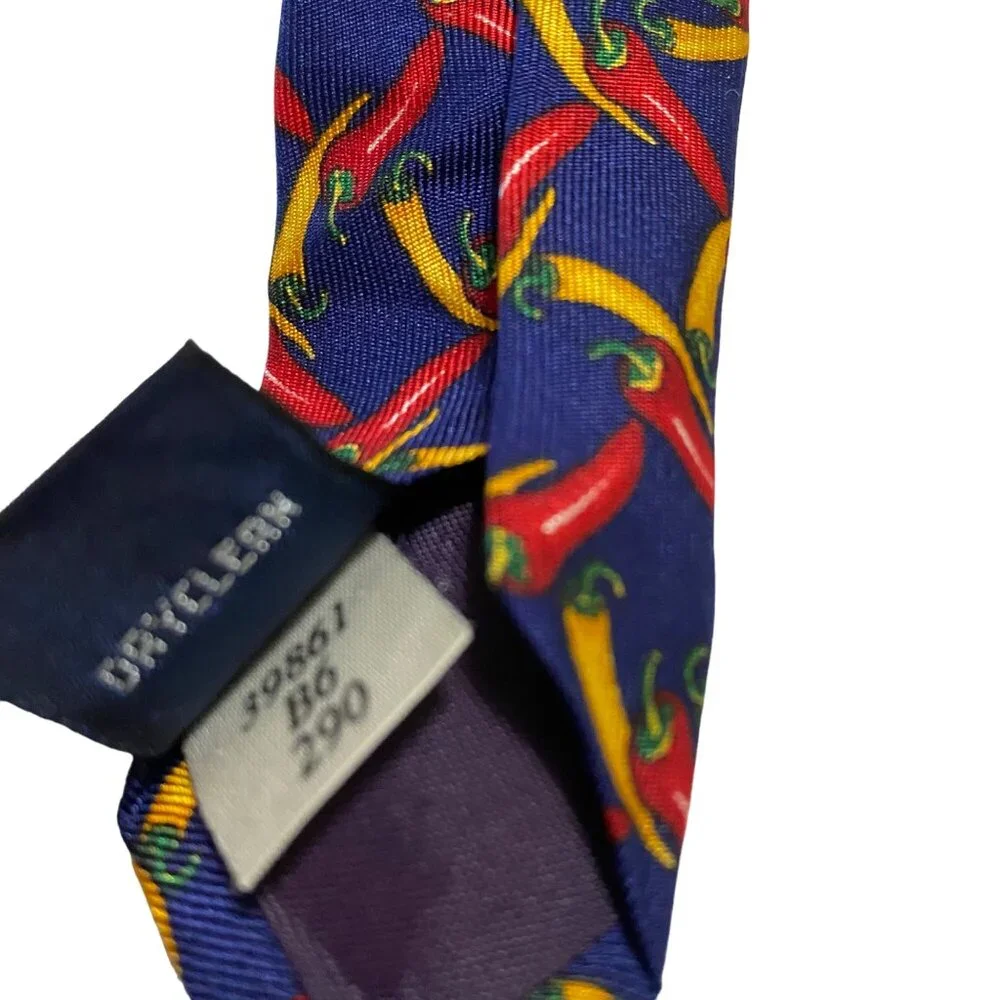 Lands‎ End Mens Hot Chili Peppers Necktie Novelty Whimsy Career Office Business
